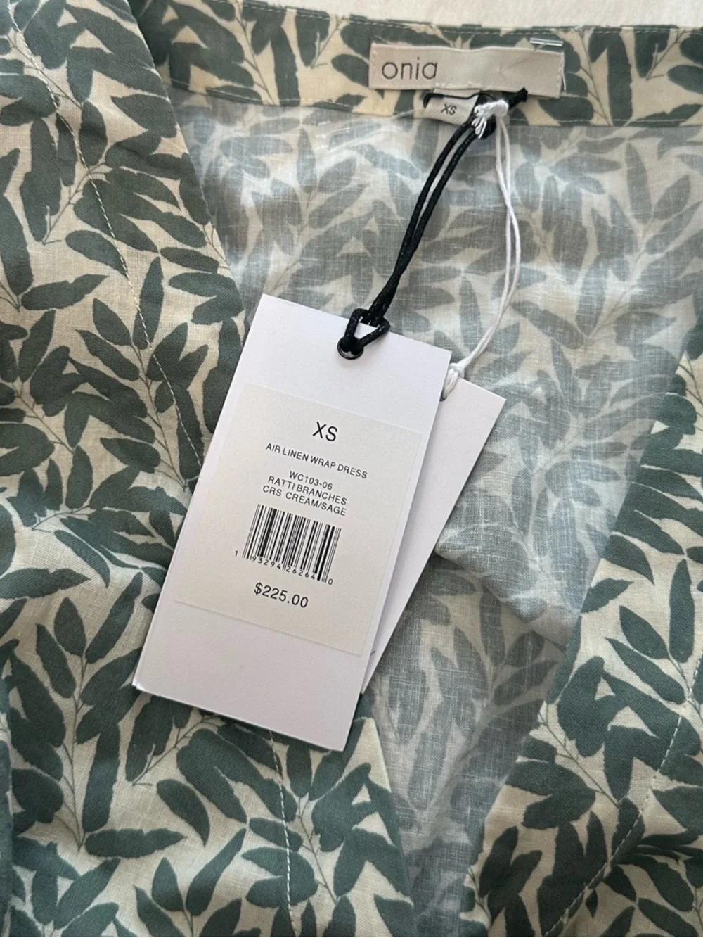 New! Onia Sage Green Air Linen Wrap Mini Dress Size XS NWT 38411